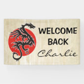 ドラゴンの太陽の黒く赤い白 + あなたのアイディア 横断幕 (横)