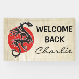 ドラゴンの太陽の黒く赤い白 + あなたのアイディア 横断幕