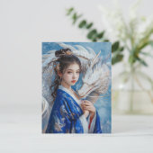 ドラゴンの女の子中国の〔占星術の〕十二宮図アート ポストカード (スタンド正面)