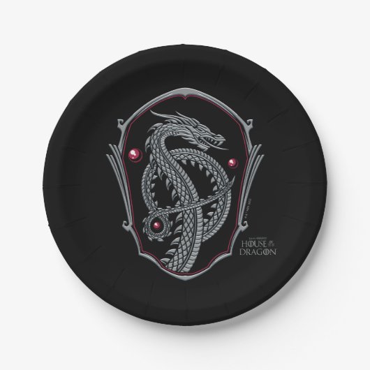 ドラゴンの家 |シルバードラゴンバッジ紙Pl ペーパープレート (正面)