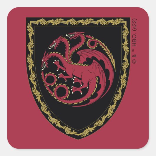 ドラゴンの家 |ハウスTargaryen Crest スクエアシール (正面)