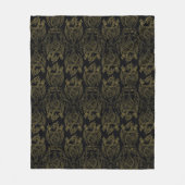 ドラゴンの家 |金ゴールドの水切り竜の模様 フリースブランケット (正面)