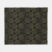 ドラゴンの家 |金ゴールドの水切り竜の模様 フリースブランケット (正面(横))