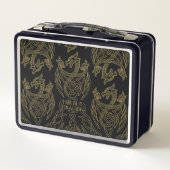 ドラゴンの家 |金ゴールドの水切り竜の模様 メタルランチボックス (裏面)