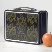 ドラゴンの家 |金ゴールドの水切り竜の模様 メタルランチボックス (インサイチュ)