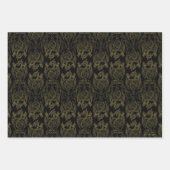 ドラゴンの家 |金ゴールドの水切り竜の模様 ラッピングペーパーシート (正面3)