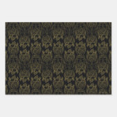 ドラゴンの家 |金ゴールドの水切り竜の模様 ラッピングペーパーシート (正面2)