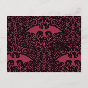 ドラゴンの家 Red Dragon Filigree Pattern ポストカード