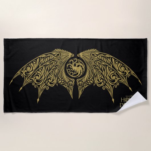 ドラゴンの家 | Winged Targaryen Crest ビーチタオル (正面)