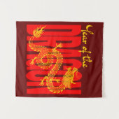 ドラゴンの年 赤金 タペストリー (正面(横))