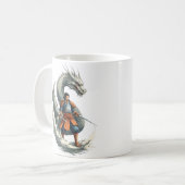 ドラゴンの怒り:サムライが目覚める/ヴィンテージアート コーヒーマグカップ (正面左)