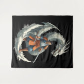 ドラゴンの怒り：サムライが目覚める/ヴィンテージアート タペストリー (正面(横))