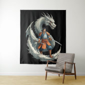 ドラゴンの怒り：サムライが目覚める/ヴィンテージアート タペストリー (インサイチュ)