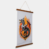 ドラゴンの怒り:サムライが目覚める/ヴィンテージアート 吊り下げ型タペストリー (傾斜あり)