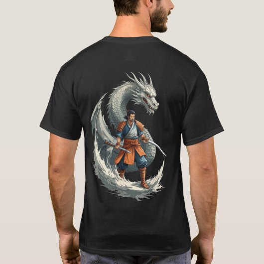 ドラゴンの怒り:サムライが目覚める/ヴィンテージアート Tシャツ (裏面)