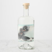 ドラゴンの怒り 富士山を舞台とした海戦 リキュールボトルラベル (正面)