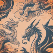ドラゴンの戦い オレンジ色の空 シール (正面)