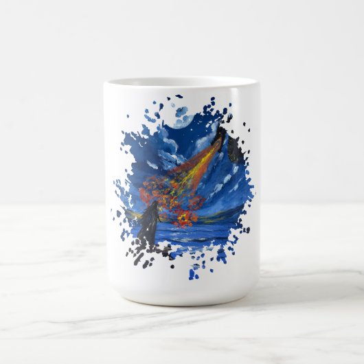 ドラゴンの手作りアート作品 コーヒーマグカップ (中央)