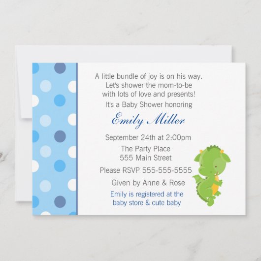 ドラゴンの招待状の男の赤ちゃんのシャワー 招待状 (正面)