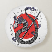 ドラゴンの挑戦：アート威厳のある中国の作品 ラウンドクッション (裏面)