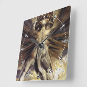 ドラゴンの時計-ウィリアムブレイク-素晴らしく赤いドラゴン スクエア壁時計 (傾斜)