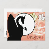 ドラゴンの月I (サーモンピンクの花) ポストカード (正面/裏面)