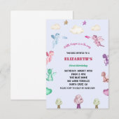 ドラゴンの水彩ガールの誕生日 招待状 (正面/裏面)