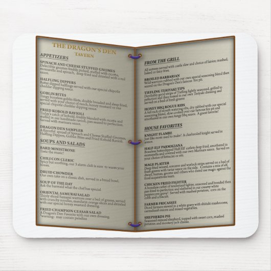 ドラゴンの洞穴の居酒屋メニュー マウスパッド (正面)