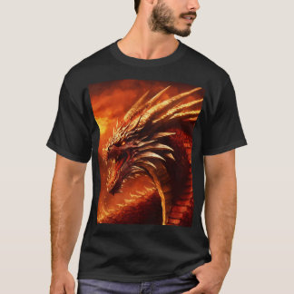 ドラゴンの火の壁 – 激しく燃えるデザイン Tシャツ
