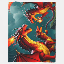 ドラゴンの火 フリースブランケット
