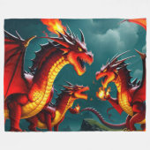 ドラゴンの火 フリースブランケット (正面(横))