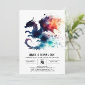 ドラゴンの炎の誕生日 カスタマイズ可能 招待状 (スタンド正面)