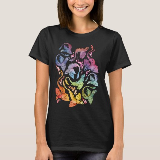 ドラゴンの炎ダークレインボー Tシャツ (正面)