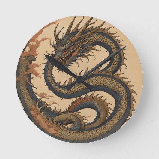 ドラゴンの炎 ラウンド壁時計 (正面)