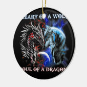 ドラゴンの狼の魂のハート-カッコいいドラゴン – wol セラミックオーナメント (左)
