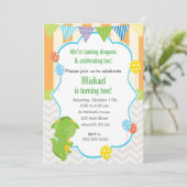 ドラゴンの男の子の誕生日のパーティの招待状の気球 招待状 (スタンド正面)