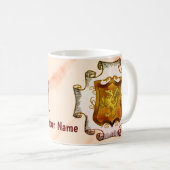 ドラゴンの盾 家紋 姓 コーヒーマグカップ (正面右)