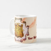 ドラゴンの盾 家紋 姓 コーヒーマグカップ (正面左)