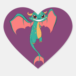 ドラゴンの翼 かわいいキャラクター ハートシール