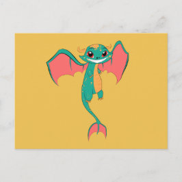 ドラゴンの翼 かわいいキャラクター ポストカード