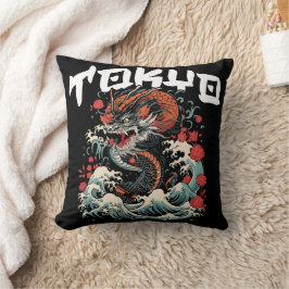 ドラゴンの舞 日本のレトロシーケープ クッション