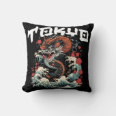 ドラゴンの舞 日本のレトロシーケープ クッション (正面)