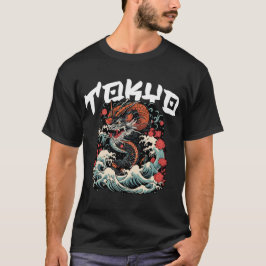 ドラゴンの舞 日本のレトロシーケープ Tシャツ