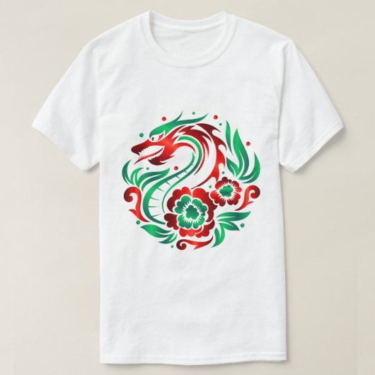 ドラゴンの花々 Tシャツ (デザイン正面)