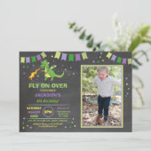 ドラゴンの誕生会の招待の男の子の女の子の火の写真 招待状 (スタンド正面)