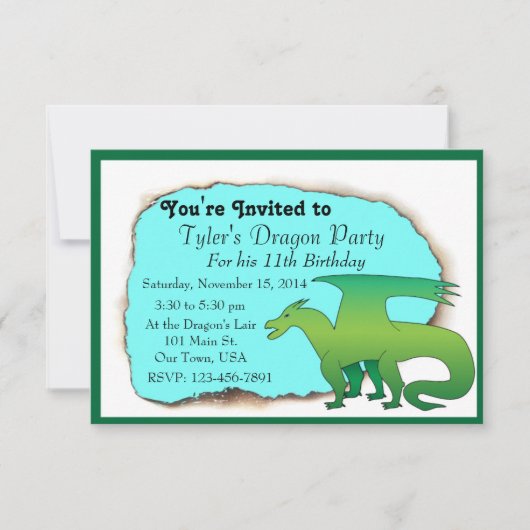 ドラゴンの誕生日のパーティの招待状 招待状 (正面)