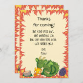 ドラゴンの誕生日パーティー感謝カード サンキューカード (正面/裏面)