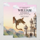 ドラゴンの誕生日招待状、ジュラシックキッズ誕生日 招待状 (正面/裏面)