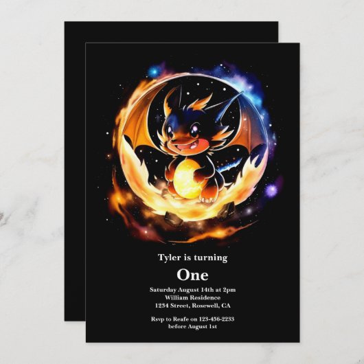 ドラゴンの誕生日 招待状 (正面/裏面)