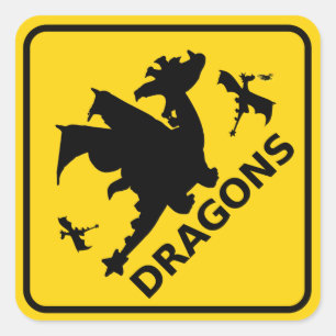 ドラゴンの警告標識 スクエアシール